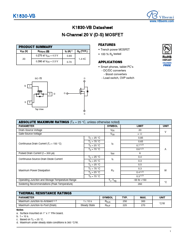 K1830 Datasheet Preview