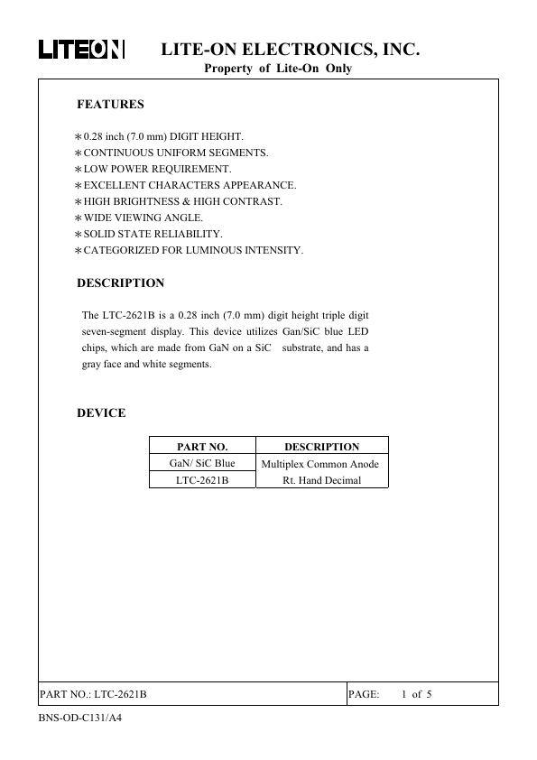 LTC-2621B Datasheet Preview