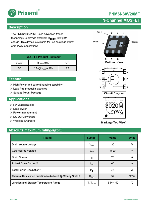 PNM6N30V20MF Datasheet Preview