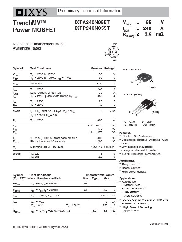 IXTP240N055T