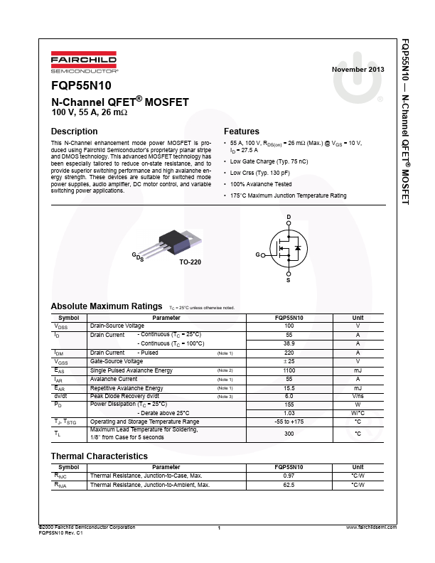 FQP55N10