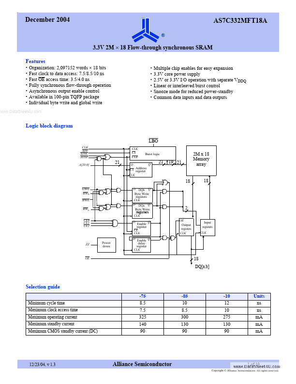 AS7C332MFT18A