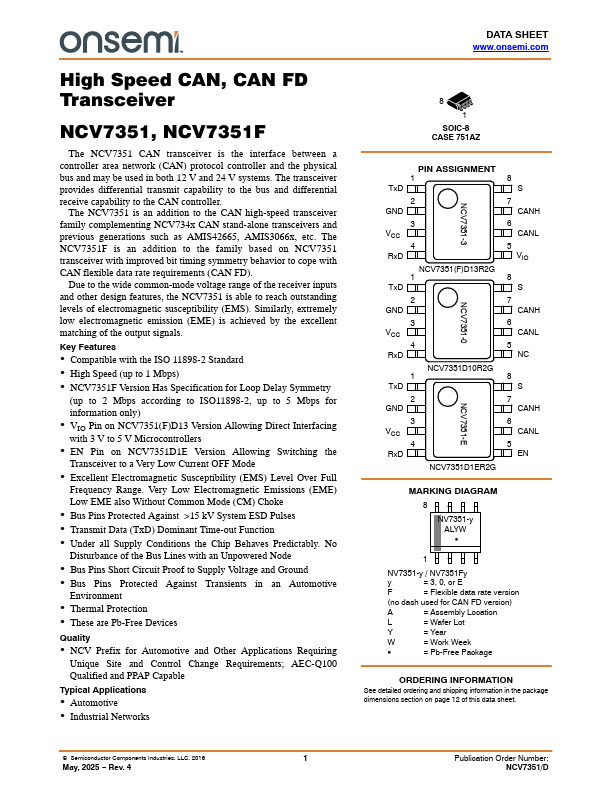 NCV7351 Datasheet Preview