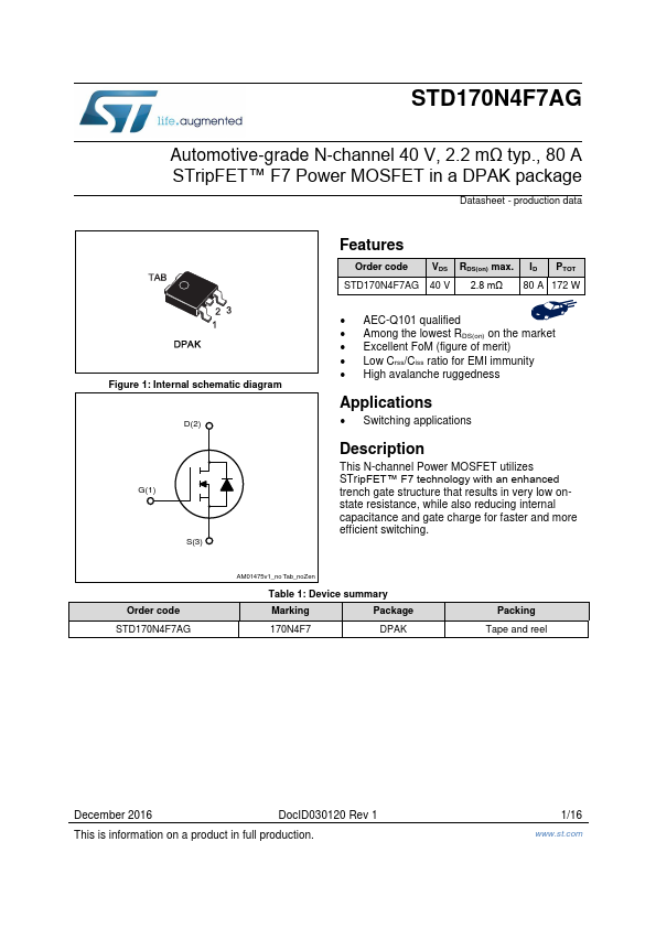 STD170N4F7AG