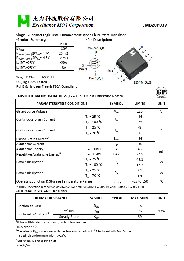 EMB20P03V Datasheet Preview