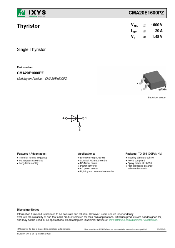 CMA20E1600PZ Datasheet Preview