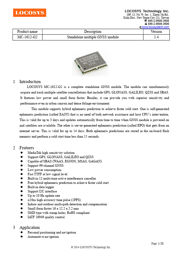 MC-1612-G2 Datasheet Preview