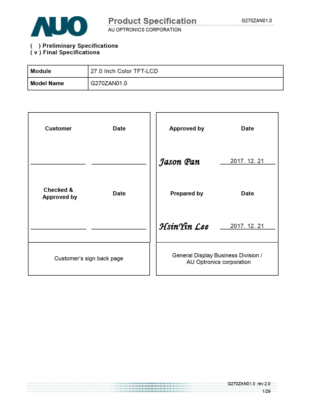 G270ZAN01.0 Datasheet Preview