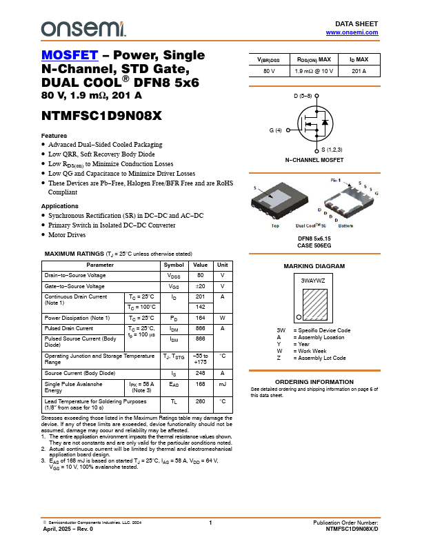 NTMFSC1D9N08X Datasheet Preview