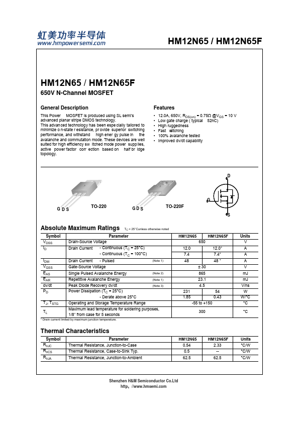 HM12N65 Datasheet Preview