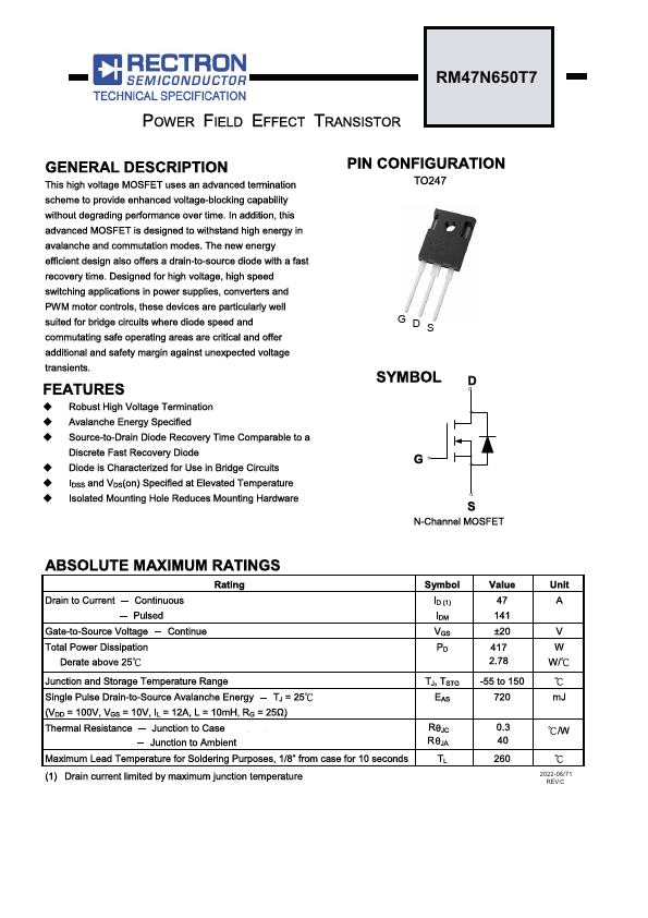 RM47N650T7 Datasheet Preview