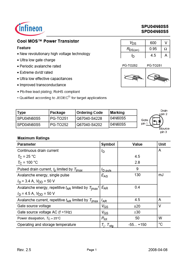 SPD04N60S5