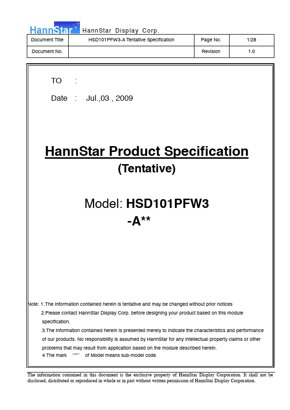 HSD101PFW3-A