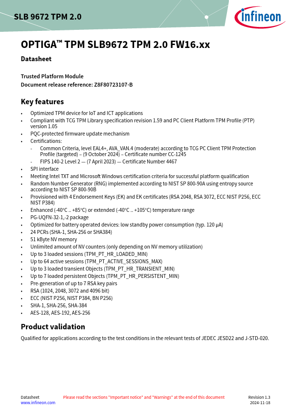 SLB9672TPM2.0 Datasheet Preview