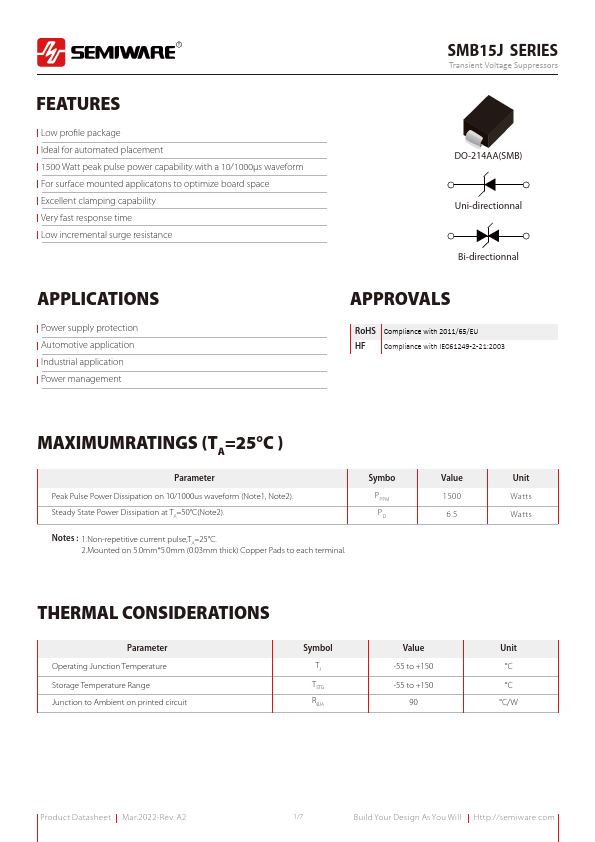 SMB15J48CA Datasheet Preview