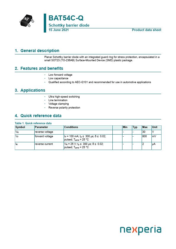 BAT54C-Q Datasheet Preview