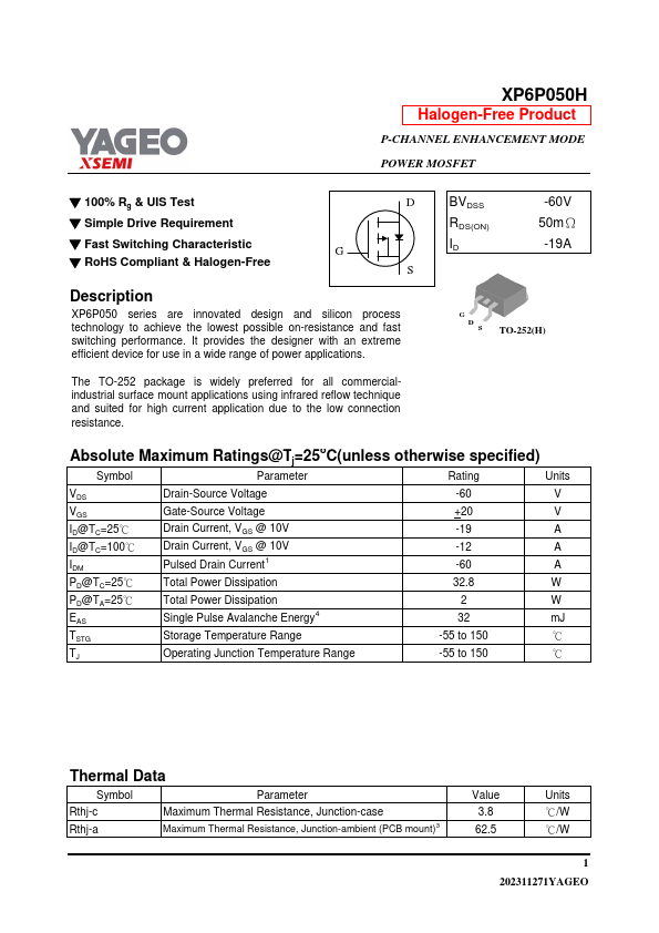 XP6P050H Datasheet Preview