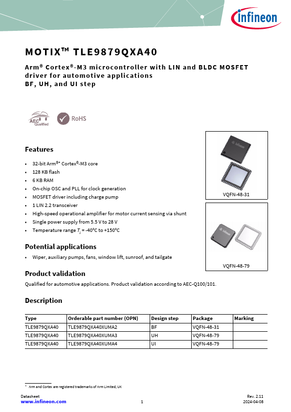 TLE9879QXA40 Datasheet Preview