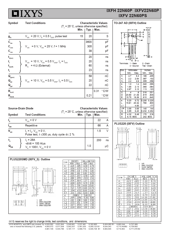 IXFV22N60P