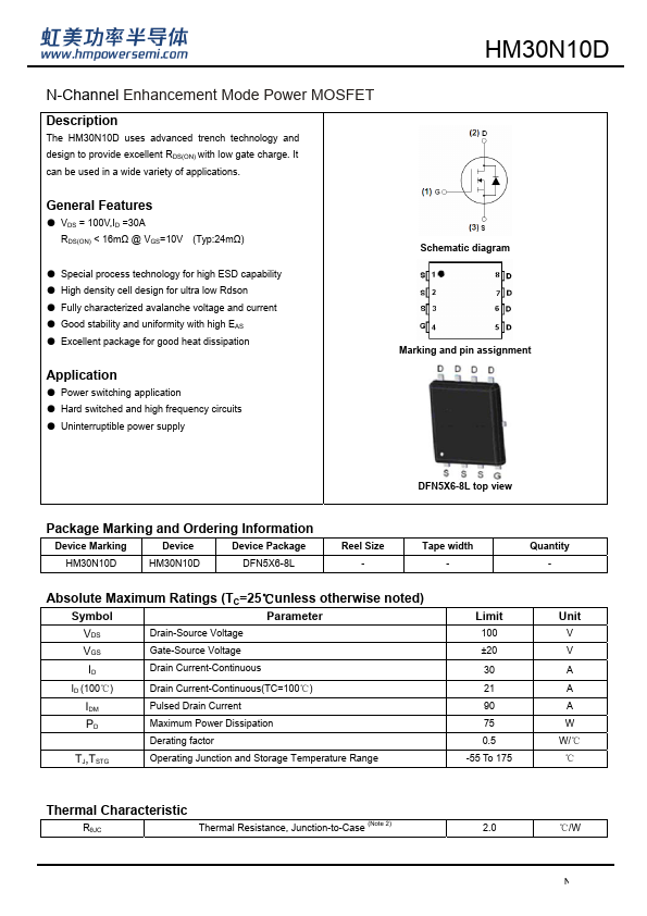 HM30N10D Datasheet Preview