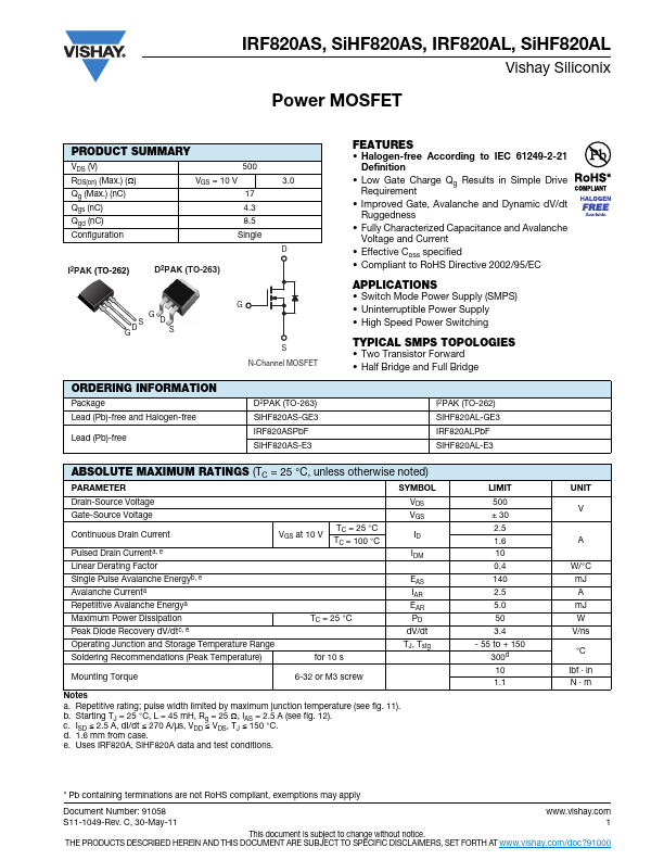 IRF820AS