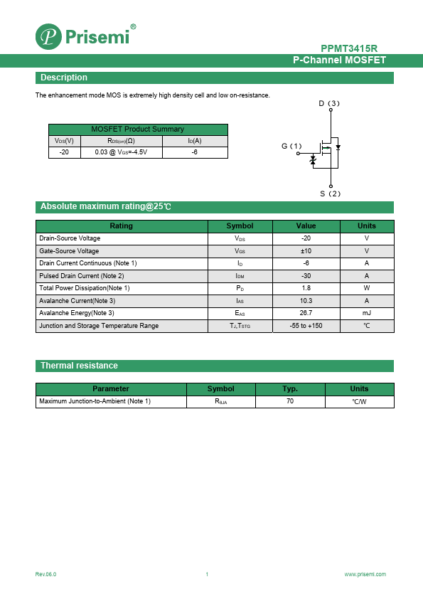 PPMT3415R Datasheet Preview