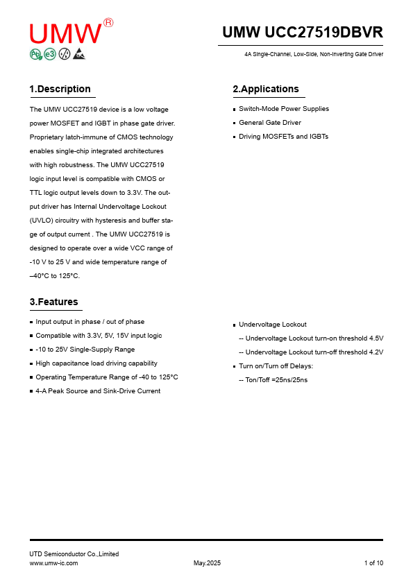 UCC27519DBVR Datasheet Preview