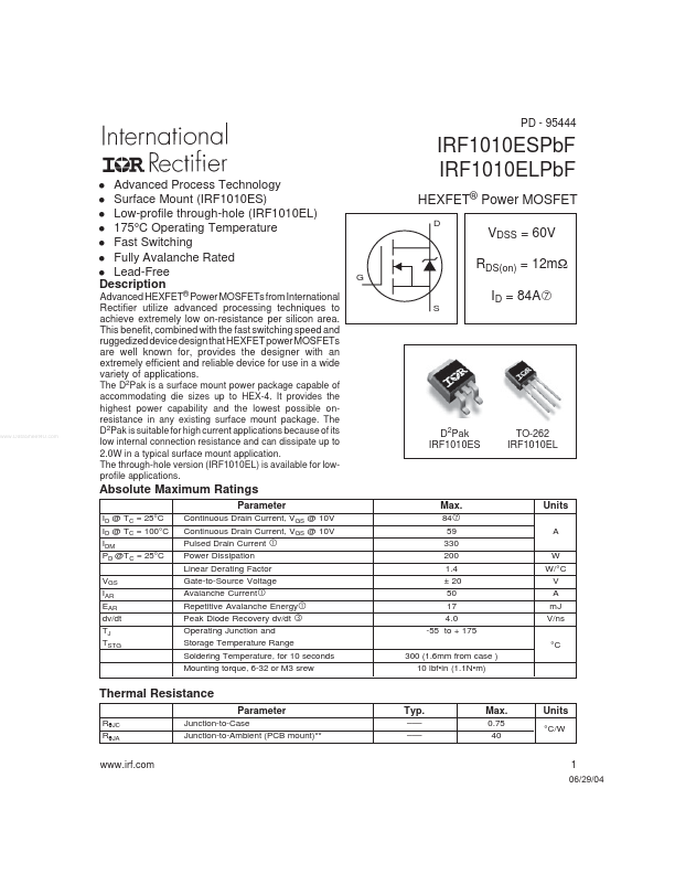 IRF1010ELPbF