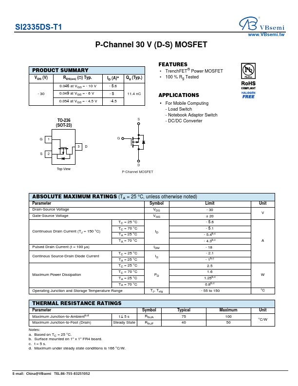 SI2335DS-T1 Datasheet Preview