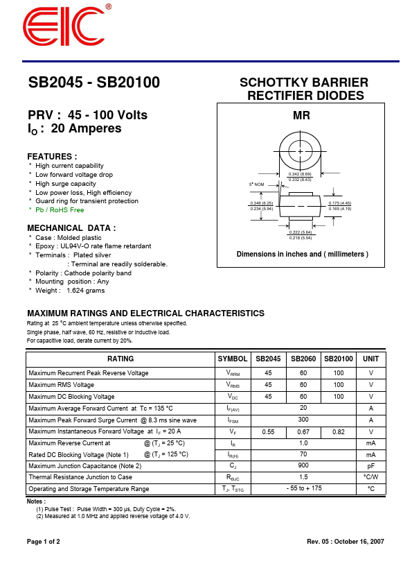 SB20100 Datasheet Preview