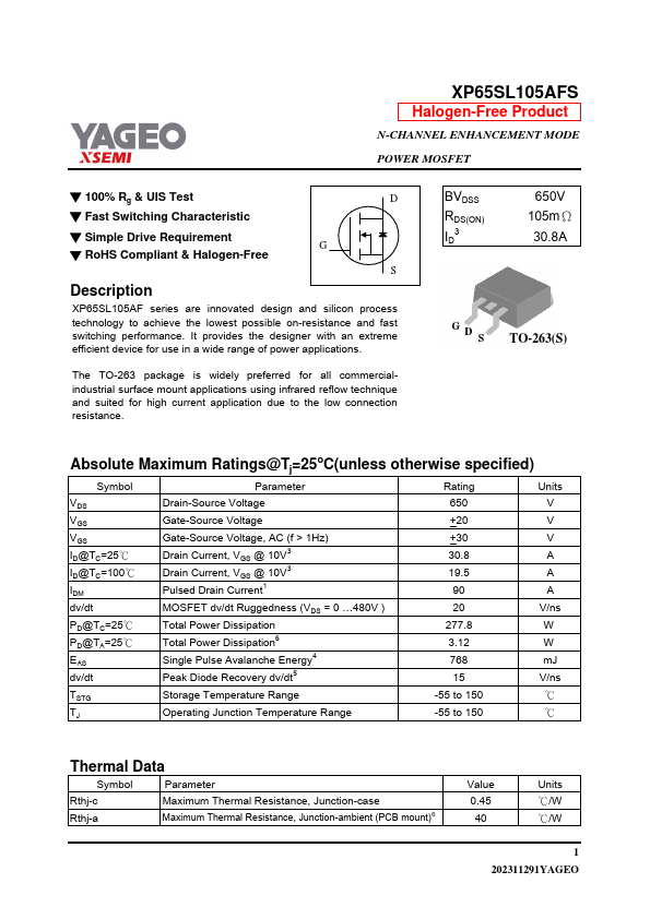 XP65SL105AFS Datasheet Preview
