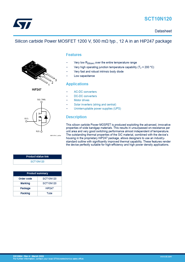 SCT10N120 Datasheet Preview