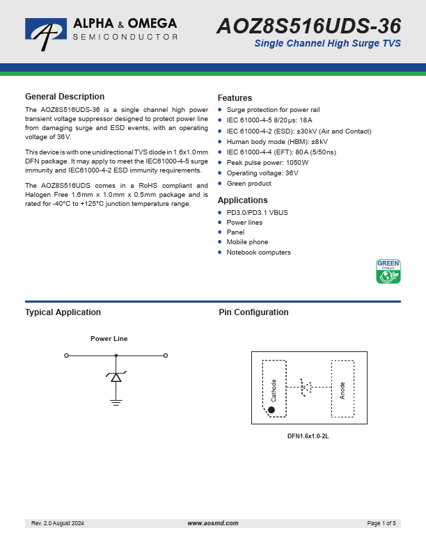 AOZ8S516UDS-36 Datasheet Preview