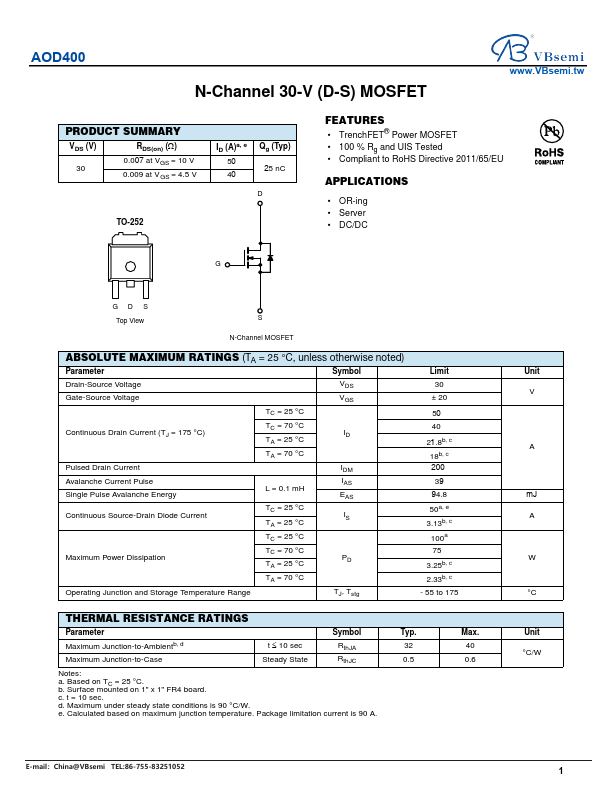 AOD400 Datasheet Preview