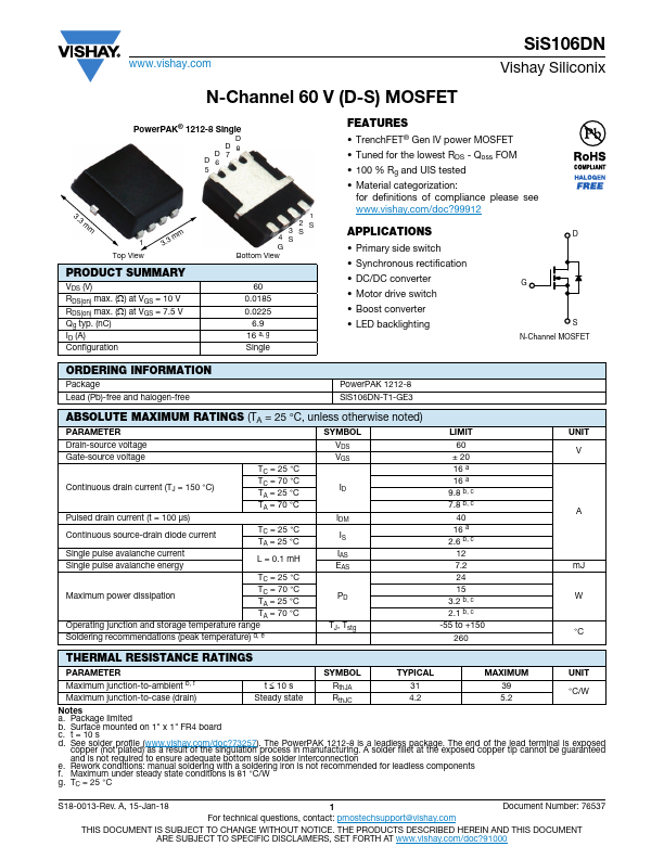 SiS106DN Datasheet Preview