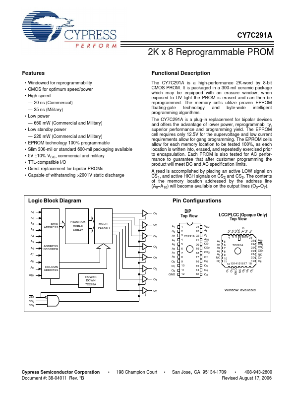 CY7C291A