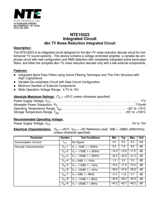 NTE15023