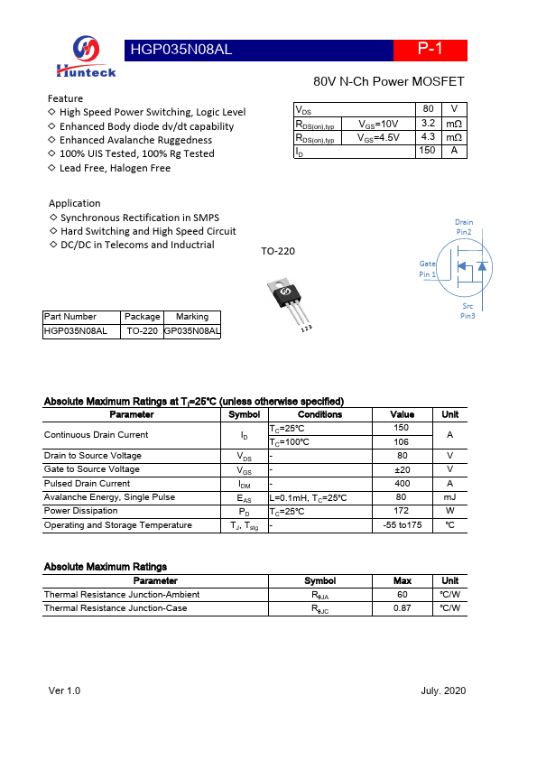 HGP035N08AL Datasheet Preview