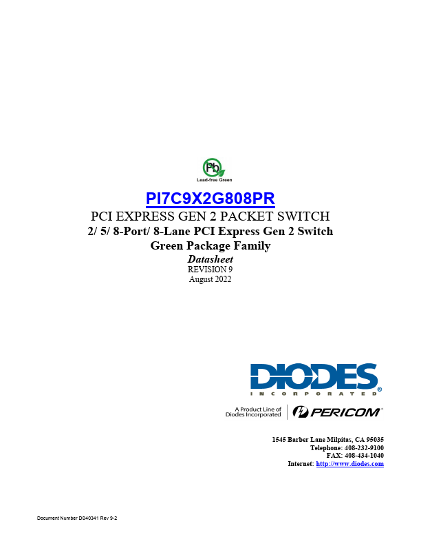 PI7C9X2G808PR Datasheet Preview