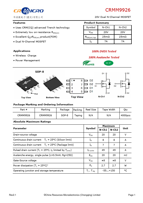 CRMM9926 Datasheet Preview
