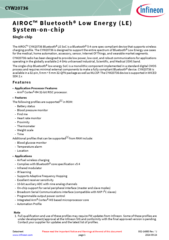 CYW20736 Datasheet Preview