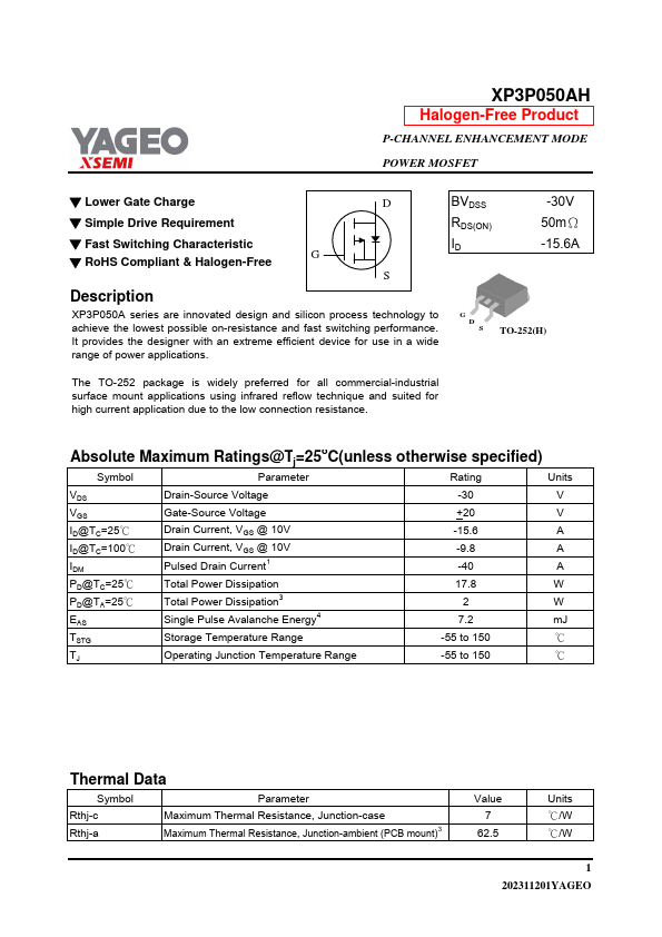 XP3P050AH Datasheet Preview