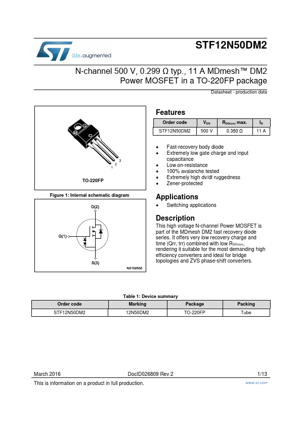 STF12N50DM2