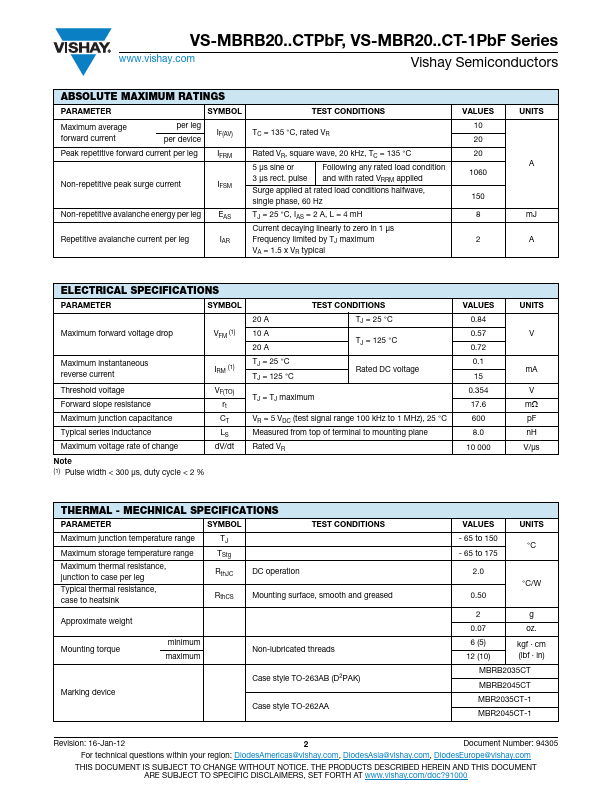 VS-MBRB2035CTPbF