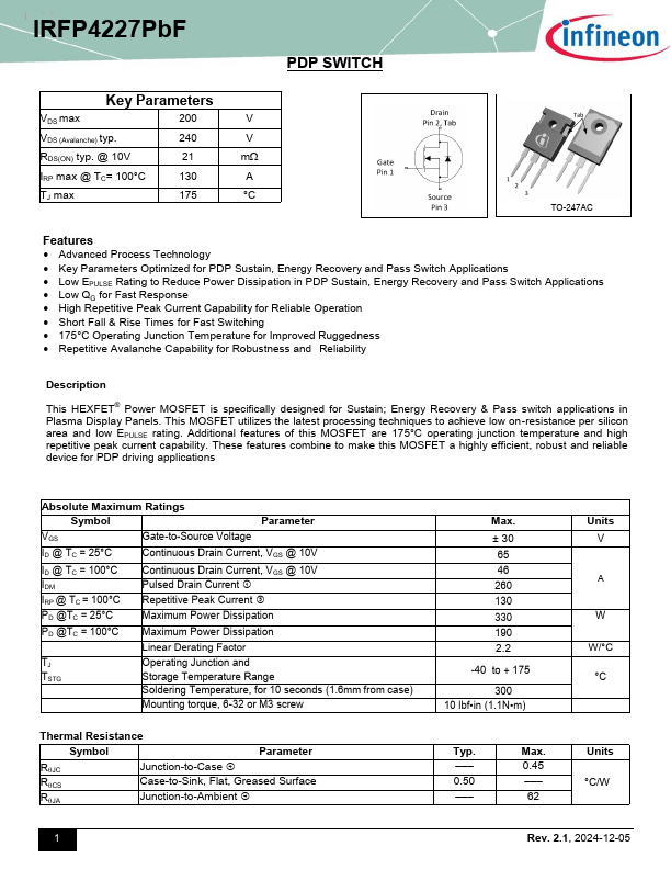 IRFP4227PbF Datasheet Preview