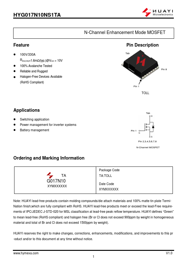 HYG017N10NS1TA Datasheet Preview