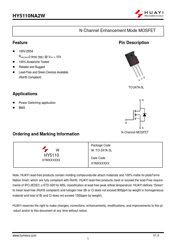 HY5110NA2W Datasheet Preview