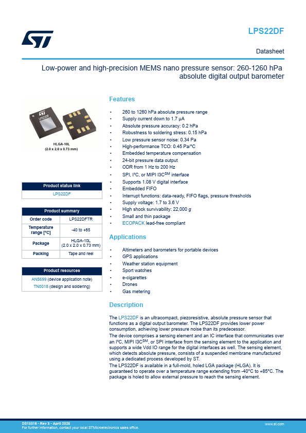 LPS22DF Datasheet Preview