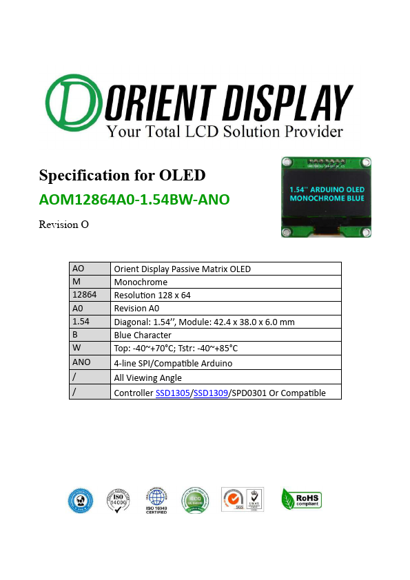 AOM12864A0-1.54BW-ANO Datasheet Preview