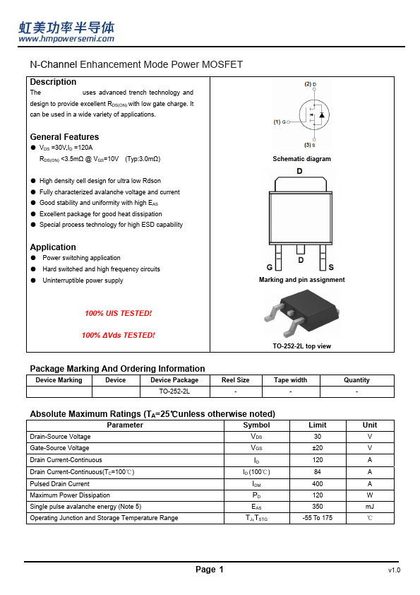 HM120N03K Datasheet Preview